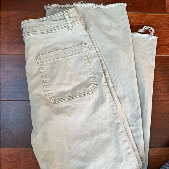 Oat New York Wide Leg Light Green Raw Hem Jeans Sz 8/29 - Picture 6 of 6